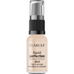 Claresa Liquid Perfection 2 In 1 High Coverage Foundation & Concealer 102 18gr