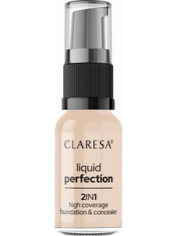 Claresa Liquid Perfection 2 In 1 High Coverage Foundation & Concealer 102 18gr