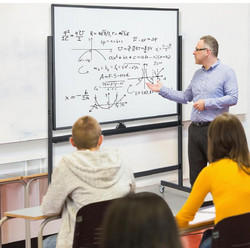 Costway Διπλής Όψης Πίνακας Whiteboard με Ρυθμιζόμενο Ύψος και Αξεσουάρ CB10566BK