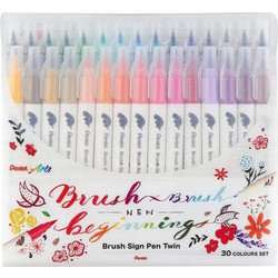Μαρκαδόροι με διπλή μύτη Pentel Arts Brush Sign Pen Twin 30τμχ