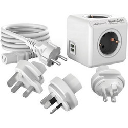 Allocacoc PowerCube |ReWirable| Πολύπριζο 4 θέσεων & 3x plugs + IEC EU καλώδιο Γκρι - 1811GY/DERU3P