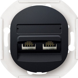 EON E614.E1 Data socket double without cover frame 2xRJ45 Cat 5e UTP, soft-touch black