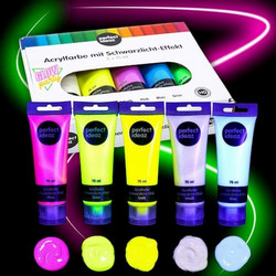 Perfect Ideaz ακρυλικά χρώματα ,black light effect 5x75 (375 ml)