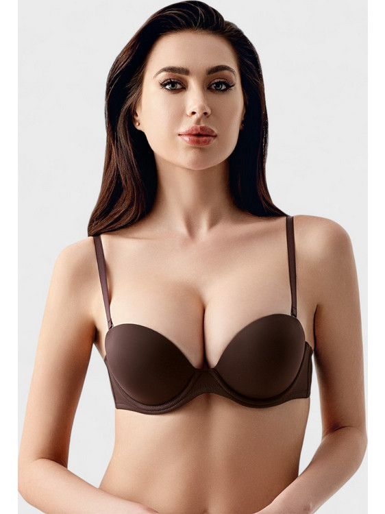 New Bra Lingerie Σουτιέν Strapless Push Up Καφέ NB7040-4