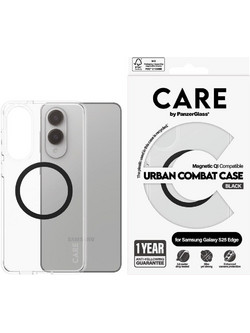 CARE by PanzerGlass - Flagship Case Transparent Urban Combat w. Black Qi Compatible Samsung S25 Edge