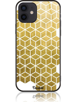 Gold Cubes Θήκη Κινητού Σχέδιο 50038 - iPhone, iPhone 12, Tempered Glass Case