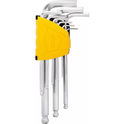 DELI σετ κλειδιά Allen DL3088 με μακρύ βραχίονα, 1.5-10mm, Cr-V, 9τμχ