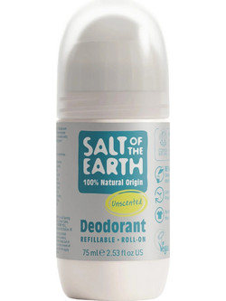 Salt of the Earth Vegan Odorless Unscented Refillable Φυσικό Αποσμητικό Roll On Χωρίς Αλουμίνιο 75ml