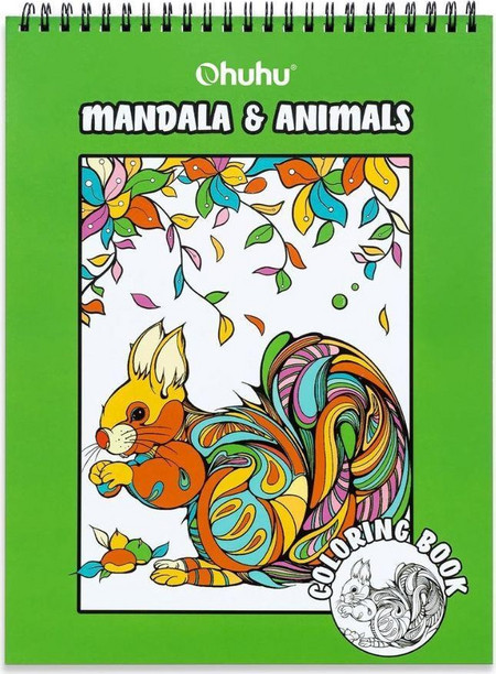 OHUHU BLEEDPROOF COLORING BOOK MANDALA AND ANIMALS