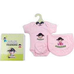 VICAN FIFIS & FOULITSA Set Δωρου για κοριτσι 0-3 m Φορμακι , σαλιαρα και γαντια Ροζ 3 τμχ SKU 1210