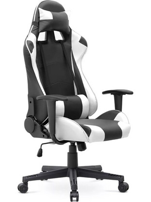 Megapap Alonso Καρέκλα Gaming Δερματίνης με Ρυθμιζόμενα Μπράτσα Μαύρη Λευκή GP040-0008,3