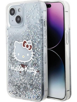Hello Kitty Liquid Glitter Charms Kitty Head - θήκη για Apple iPhone 14 - Ασημί