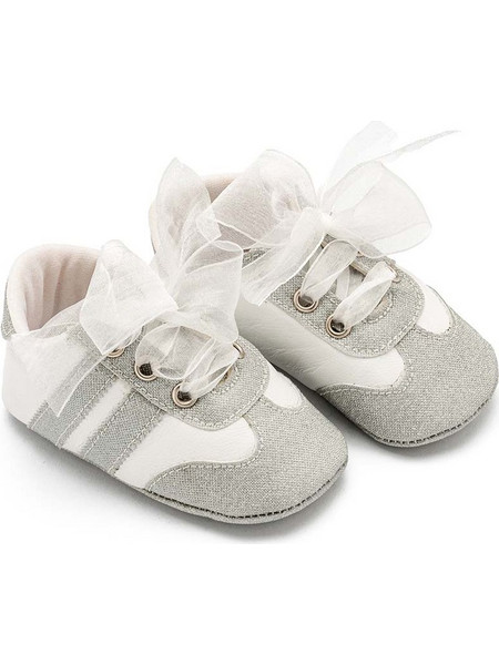 Δετά Sneakers με Κορδέλα Οργάντζα MI1653Ασημί Babywalker