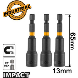 Καρυδάκια 1/4" Μαγνητικά 13mm 3 τεμ