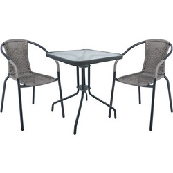 Woodwell Baleno Σετ Τραπεζαρία Κήπου Rattan 3τμχ Ανθρακί Ε240,14
