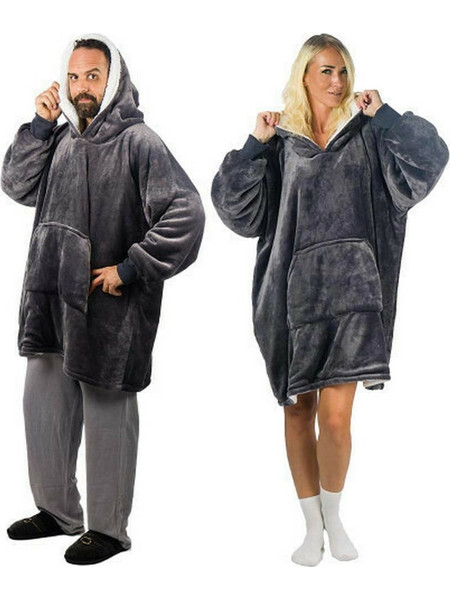 HomeVero Comfort HV-CB-G Γκρι Blanket Βελούδινη Oversized Μπλούζα - Κουβέρτα