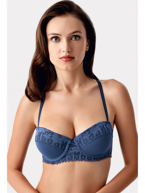 New Bra Lingerie Σουτιέν Strapless χωρίς Ενίσχυση με Μπανέλα Μπλε NB8370-4