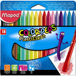 Κηρομπογιές Maped Plasticlean 18 Χρώματα