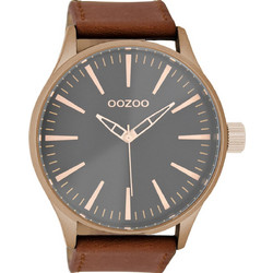 Oozoo Timepieces Ανδρικό Ρολόι με Καφέ Δερμάτινο Λουράκι C8769