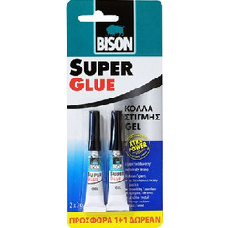 BISON SUPER GLUE GEL 3GR 1+1Δ BLISTER BISON (7000337)