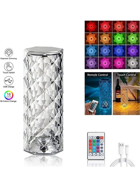 Επιτραπέζιο Διάφανο Φωτιστικό LED RGB Αφής με Τηλεχειριστήριο Crystal Light AP76454