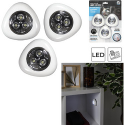 JE CHERCHE UNE IDEE Σετ 3x Λευκά Αυτοκόλλητα LED Φωτάκια Πίεσης LT6840