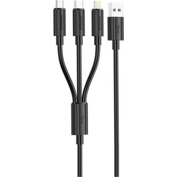 Foneng Καλώδιο Σύνδεσης Usb 2.0 3in1 Usb A σε Micro Usb & Usb C & Lightning 3A 1.2m Μαύρο - (XS07)