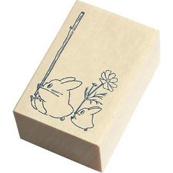 MY NEIGHBOR TOTORO - Blue & white Totoro - Wooden stamps 2.x3x4.5cm