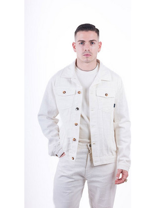 Denim Jacket Με Σχέδιο Πλέξης OVER-D Εκρού