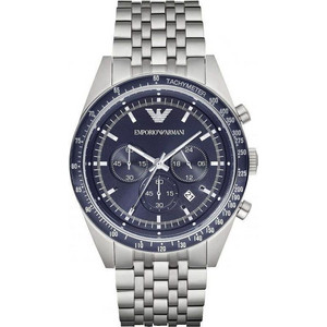 Emporio Armani Ανδρικό Ρολόι Χρονογράφος με Ασημί Μεταλλικό Μπρασελέ AR6072