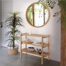 Κονσόλα Teak /Rattan 85x35x73 cm - Plastona