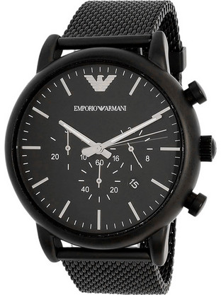 Emporio Armani Ανδρικό Ρολόι Χρονογράφος με Μαύρο Μεταλλικό Μπρασελέ AR1968