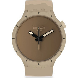 Swatch Γυναικείο Ρολόι με Καφέ Καουτσούκ Λουράκι SB03C101