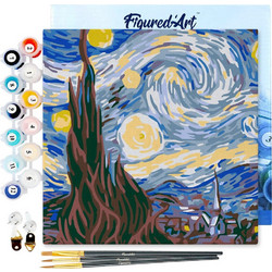 Figured'Art Καμβάς Ζωγραφικής με Αριθμούς - Van Gogh Starry Night 20x20cm