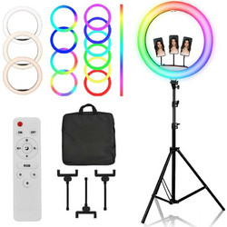 Led Ring Light LJJ-56 56cm 22'' με Τρεις Βάσεις Κινητού, Εναλλαγή Χρωμάτων και Τρίποδο - Μαύρο