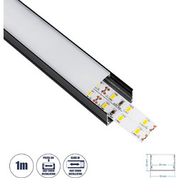 ALP-LINEAR VEXTA 70825-1M Επιφανειακό Προφίλ Αλουμινίου με Λευκό Γαλακτερό Πατητό Κάλυμμα για Ταινίες LED IP20 - Μαύρο & Λευκό - Μ100 x Π3 x Υ2