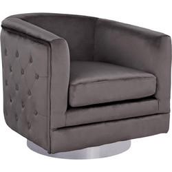 HomeMarkt Πολυθρόνα Βελούδινη Γκρι Ophelia HM8494.01