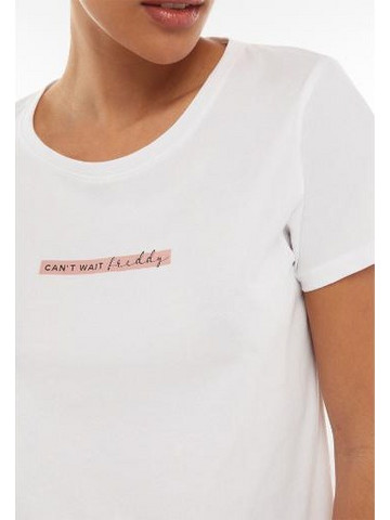 Freddy Women's Pima Cotton Micro Print T-Shirt White S4WTEET7-W