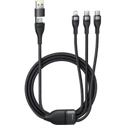 Baseus Data Καλώδιο 3σε1 Flash Series 3, USB-A/USB-C σε Lightning, 2x USB-C, 100W/5A , 1.5μ. - ΜΑΥΡΟ - P10377501111-00