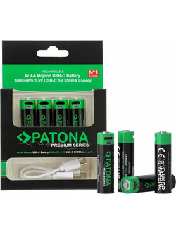 Patona Premium Επαναφορτιζόμενες Μπαταρίες AA Li-ion 2000mAh 1.5V 4τμχ
