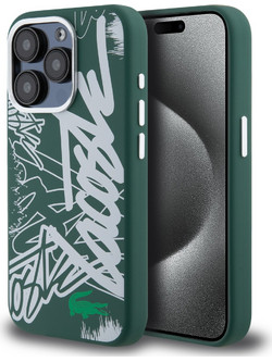 Lacoste Graffiti Hard Case Θήκη προστασίας από Liquid σιλικόνη για iPhone 15 Pro Πράσινο/Λευκό- LCHCP15LGRAH