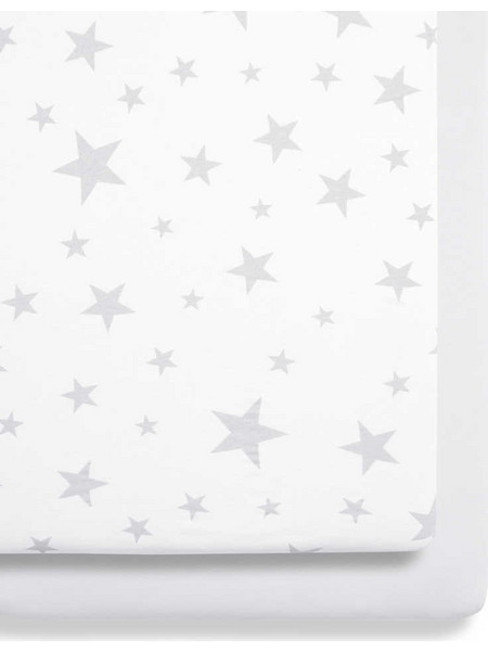 Snuz Star Σετ Βρεφικά Σεντόνια Λίκνου 44x80 White