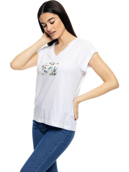 S&apos, Γυναικείο t-shirt με τύπωμα &apos,&apos,OLIVES&apos,&apos, 53-106-012 020 WHITE