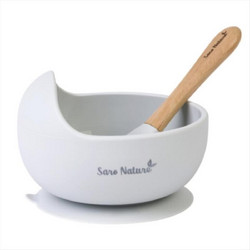 Saro Βρεφικό Σετ Φαγητού Σιλικόνης & Bamboo Nordic Grey