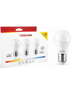 Λαμπτήρας Toshiba led n_3pack a60 e27 8.5w 3000k