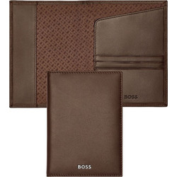 Hugo Boss HLP403Y Θήκη διαβατηρίου από μαλακό καφέ δέρμα Classic Smooth Brown