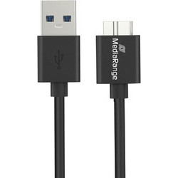 MediaRange USB-A to Micro-B USB 3.0 Charge and Sync Cable, USB 3.0, 5 Gbps, 5W max. 50cm, Black (MRCS239)