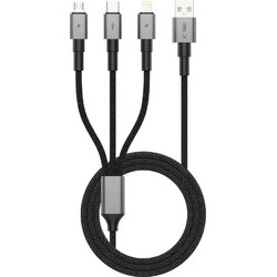 TECH PROTECT Καλώδιο ULTRABOOST DNA 3σε1 LIGHTNING & TYPE-C & MICRO-USB CABLE 3A - 1.20εκ. - IRON ΓΚΡΙ