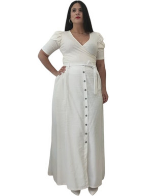 Plus Size Φούστα Maxi - Λευκό