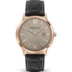 Kenneth Cole Ανδρικό Ρολόι με Μαύρο Δερμάτινο Λουράκι KCWGB2123003
